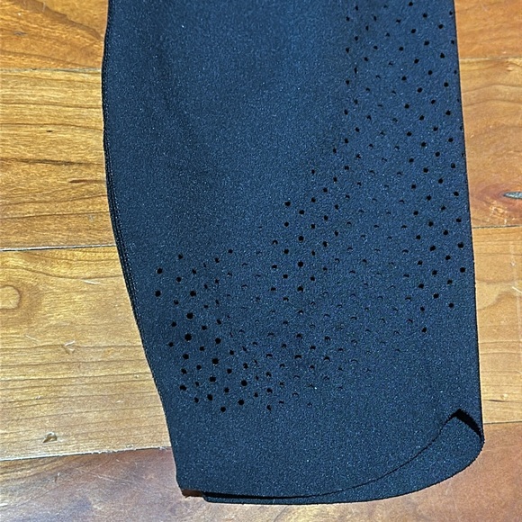 Active life perforated laser cut leggings.Black & Cherry. - Picture 4 of 14